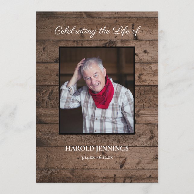 Rustikale Fotofeier der Lebensordnung Programm (Vorderseite)