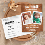 Rustikale Fotos der Kindheit Vintag Holz Save the  Ankündigungspostkarte<br><div class="desc">Personalisieren Sie Ihre Fotos in Ihrer Kindheit,  um eine einzigartige Save the Date Karte zu erstellen. Die Rückseite hat zusätzliche Save the Date Details,  einschließlich Ihrer Hochzeitswebsite,  mit Ihrer Rücksendeadresse und Platz für die Adresse Ihres Empfängers.</div>