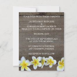 Rustikale Frangipani / Plumeria Beach Wedites Einladung