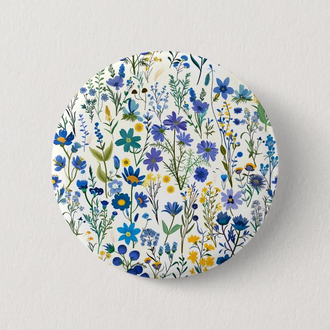 Rustikale französische blaue Gartenwildblumen Button (Vorderseite)