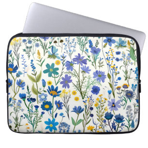 Rustikale französische blaue Gartenwildblumen Laptopschutzhülle
