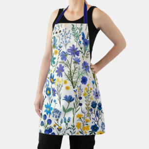Rustikale französische blaue Gartenwildblumen Schürze