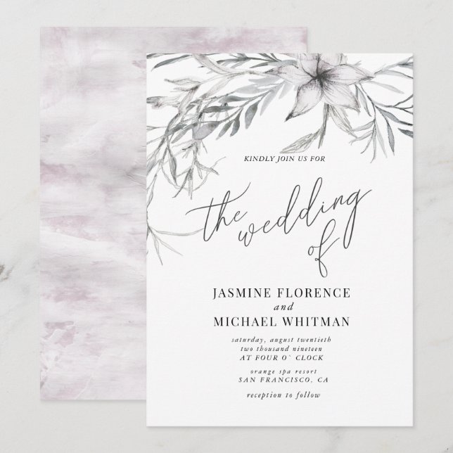 rustikale französische Hütte botanische Hochzeit E Einladung (Vorne/Hinten)
