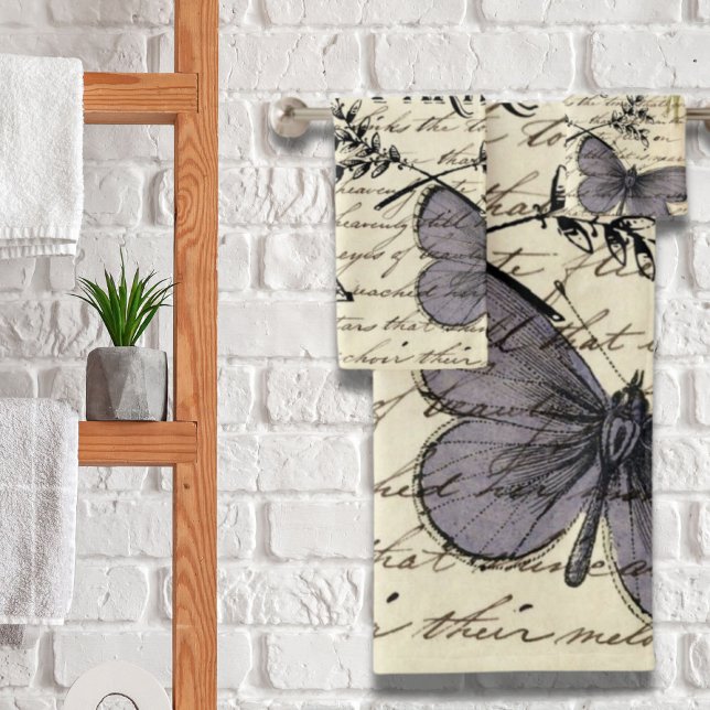 rustikale französische Landskripte paris eifftower Badhandtuch Set (rustic french country scripts paris eiffel tower bath towel set)