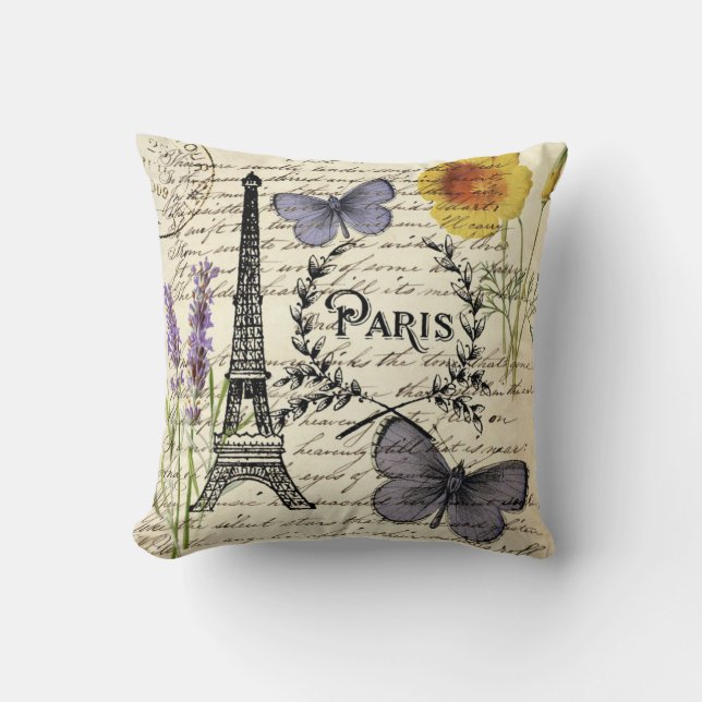 rustikale französische Landskripte paris eifftower Kissen (Vorderseite)