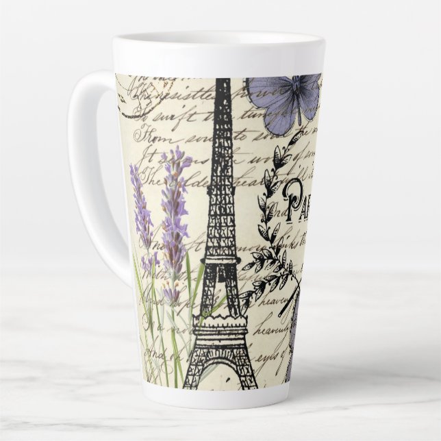 rustikale französische Landskripte paris eifftower Milchtasse (Linke Ecke)