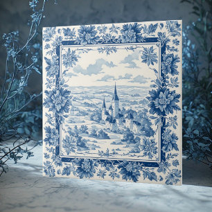 Rustikale französische Toile De Jouy Vintage-Texti Fliese