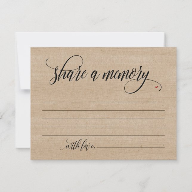 Rustikale Freigabe eines Beileids, Gedenkkarte Einladung (Vorderseite)