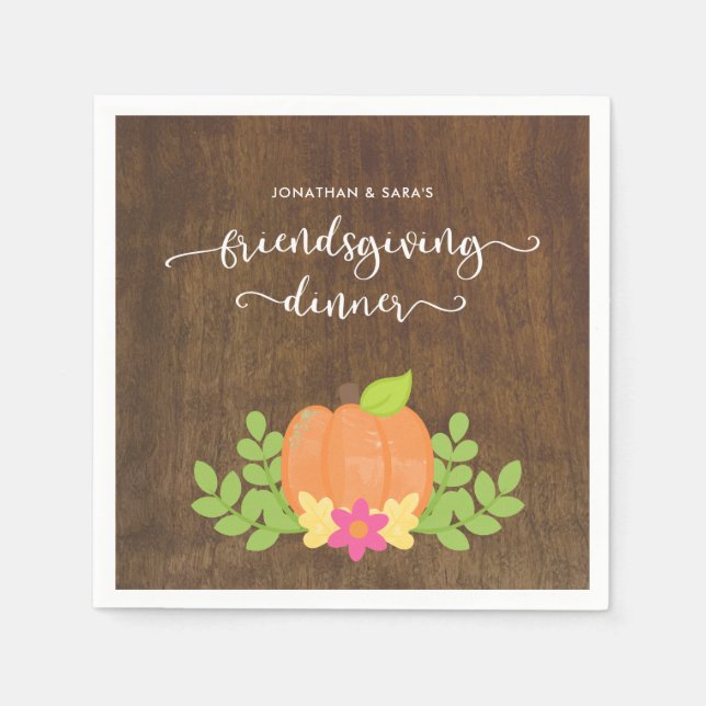 Rustikale Freundschaft Pumpkin und Grüne Serviette (Vorderseite)