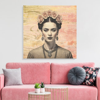 Rustikale Frida-Rosen-Kronen-Leinwandkunst Leinwanddruck