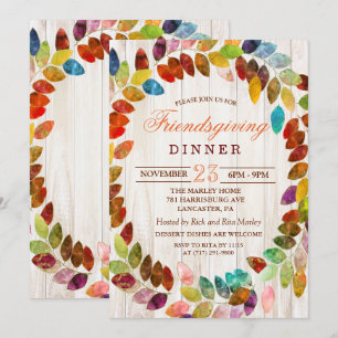 Rustikale Friendsgiving-Dinner-Einladung zum Herbs Einladung