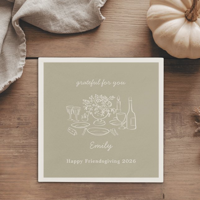 Rustikale Friendsgiving-Dinnerparty im Herbst mit  Serviette (Von Creator hochgeladen)