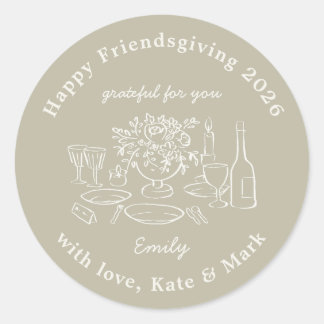 Rustikale Friendsgiving-Partygeschenke im Herbst-S Runder Aufkleber