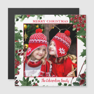 Rustikale Frohe Weihnachts-Foto-Magnetkarte Magnetkarte