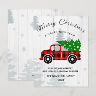 Rustikale frohe Weihnachtsbaum Vintage Truckfarm Feiertagskarte