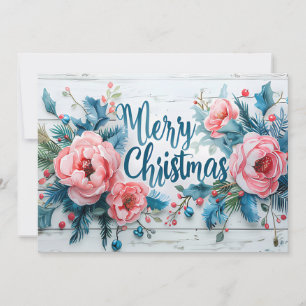 Rustikale Frohe Weihnachtskarte mit Blume Feiertagskarte