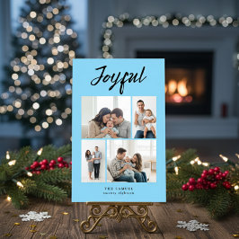 Rustikale Fröhliche Vierer-Familien-Foto-Collage-S Feiertagskarte