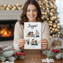 Rustikale Fröhliche Vierer-Familien-Foto-Collage W Feiertagskarte