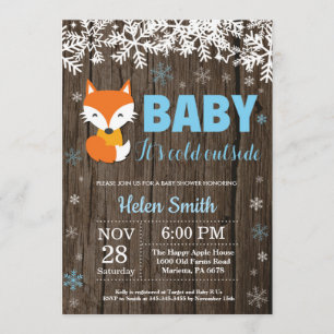 Rustikale Fuchs-Winter-Jungen-Baby-Shower-Einladun Einladung
