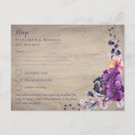 Rustikale Fuchsia Floral Woodland Wedding Postkarte