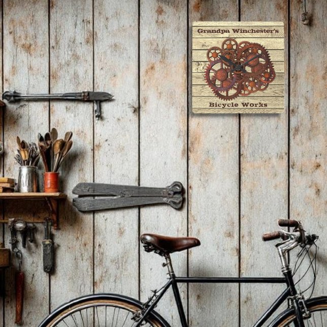 Rustikale Gänse Sprockets Steampunk Stil Wand Quadratische Wanduhr (square wall clock template design)