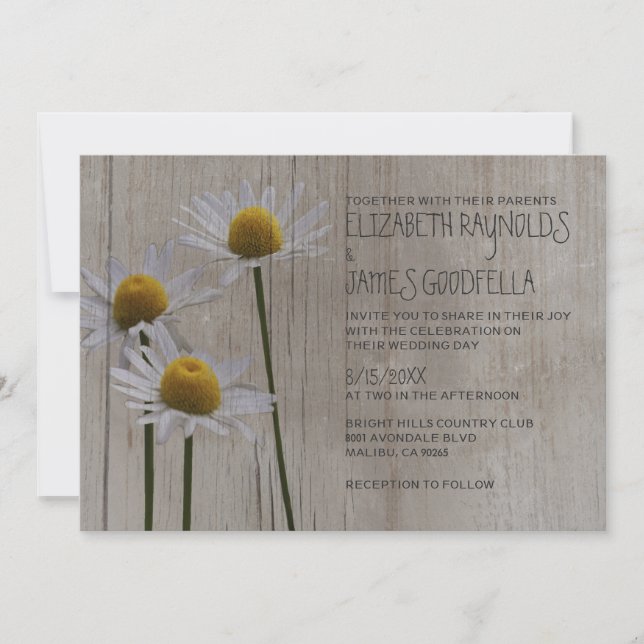 Rustikale Gänseblümchen, die Einladungen Wedding (Vorderseite)