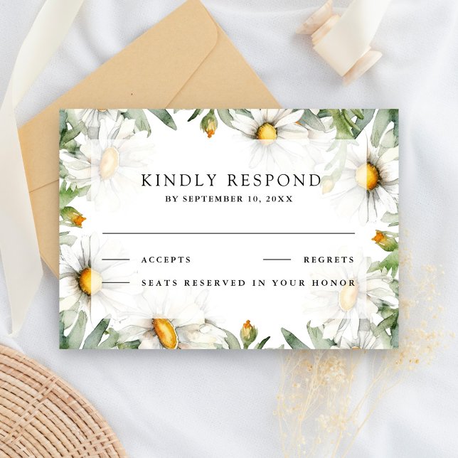 Rustikale Gänseblümchen Hochzeit RSVP Karte (Von Creator hochgeladen)