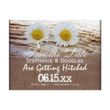 Rustikale Gänseblümchen Jute Save-the-Date Postkar