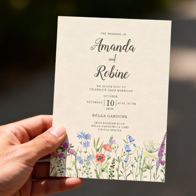 Rustikale Garten-Blumen-Wildblumen-Hochzeit Einladung (Von Creator hochgeladen)