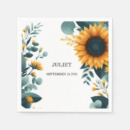 Rustikale Gartengrün Sonnenblumen Brautparty Serviette