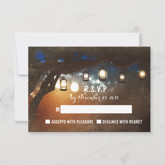 rustikale Gartenleuchten Hochzeitskarten im Freien RSVP Karte (Vorderseite)
