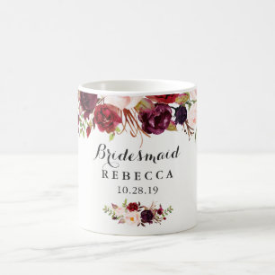 Rustikale Gastgeschenk Hochzeit Burgund Floral Bri Kaffeetasse