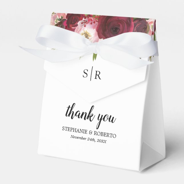 Rustikale Gastgeschenk Hochzeit Burgund Geschenkschachtel (Vorderseite)