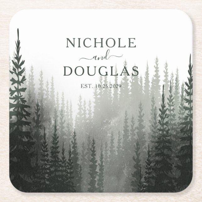 Rustikale Gastgeschenk Hochzeit des Pinienwaldes Rechteckiger Pappuntersetzer (Vorderseite)