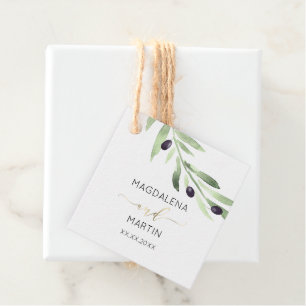 rustikale Gastgeschenk Hochzeit mit Olivenbäumen Geschenkanhänger