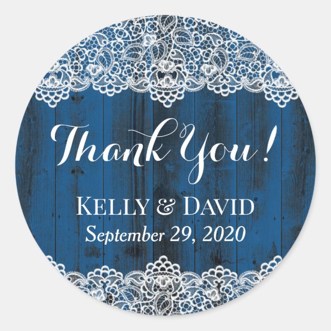 Rustikale Gastgeschenk Hochzeit Weißer Spitzen Runder Aufkleber (Vorderseite)