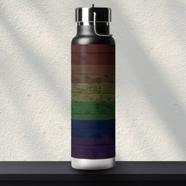 Rustikale Gay Pride-Rainbow-Flagge Trinkflasche (Von Creator hochgeladen)