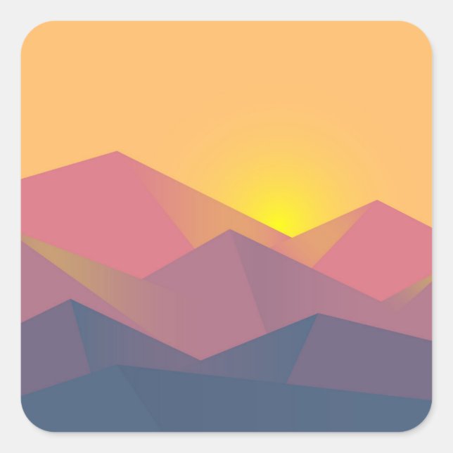Rustikale Gebirge Geometrisch Minimalistisch Quadratischer Aufkleber (Vorderseite)
