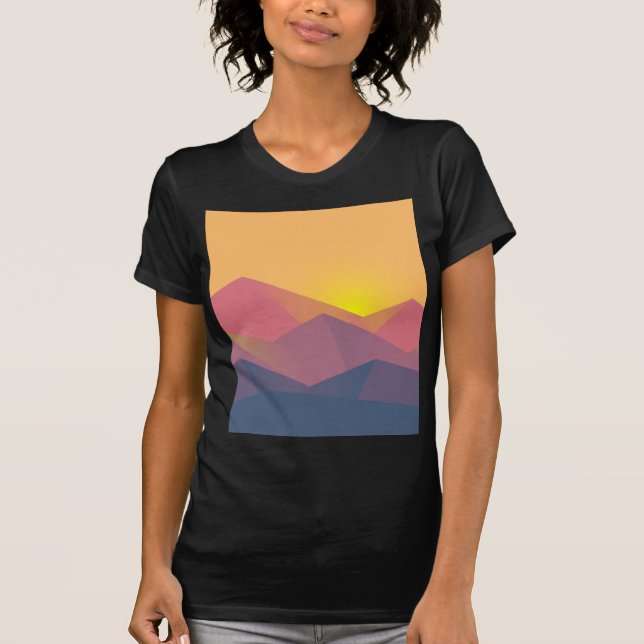 Rustikale Gebirge Geometrisch Minimalistisch T-Shirt (Vorderseite)