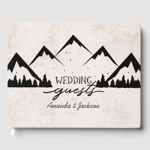 Rustikale Gebirge und Pinienbäume Hochzeitsszenari Gästebuch