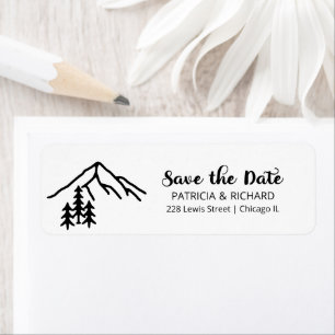 Rustikale Gebirgs-Hochzeit Save The Date Etikett