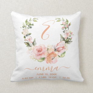 Rustikale Geburtsstadien Pfirsichkoralle Rose Blum Kissen