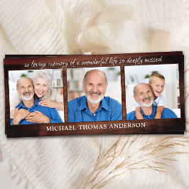 Rustikale Gedenkkarte 3 Foto Beerdigung Gebetskart Menükarte