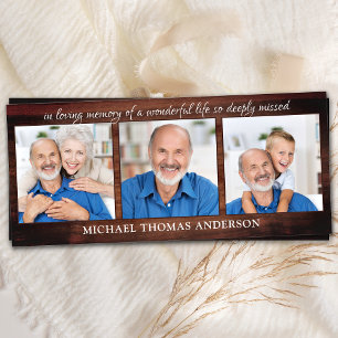 Rustikale Gedenkkarte 3 Foto Beerdigung Gebetskart Menükarte