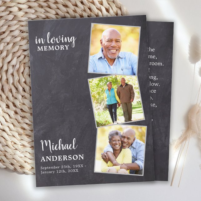 Rustikale Gedenkkarte 3 Foto Gedicht Beerdigung (Von Creator hochgeladen)