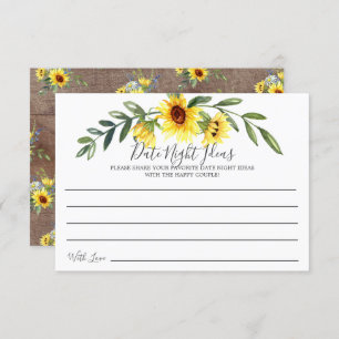 Rustikale Gelbe Sonnenblume Date Night Ideas Card Einladung