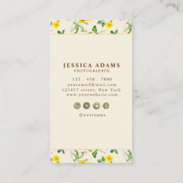 Rustikale gelbe Sonnenblume Wasserfarbenkarte Visitenkarte