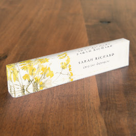 Rustikale Gelbe Wildblume Boho Floral Namensplakette