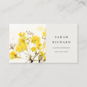 Rustikale Gelbe Wildblume Boho Floral Visitenkarte
