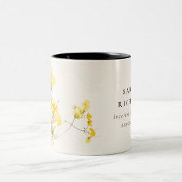 Rustikale Gelbe Wildblume Boho Floral Zweifarbige Tasse